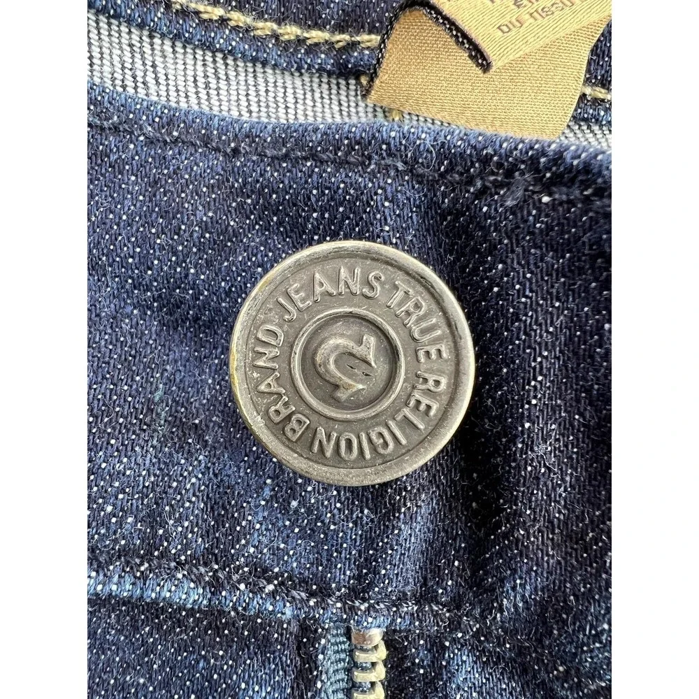 True Religion Ricky Relaxed Straight Jeans Mens 36x26 Blue Stretch Denim USA